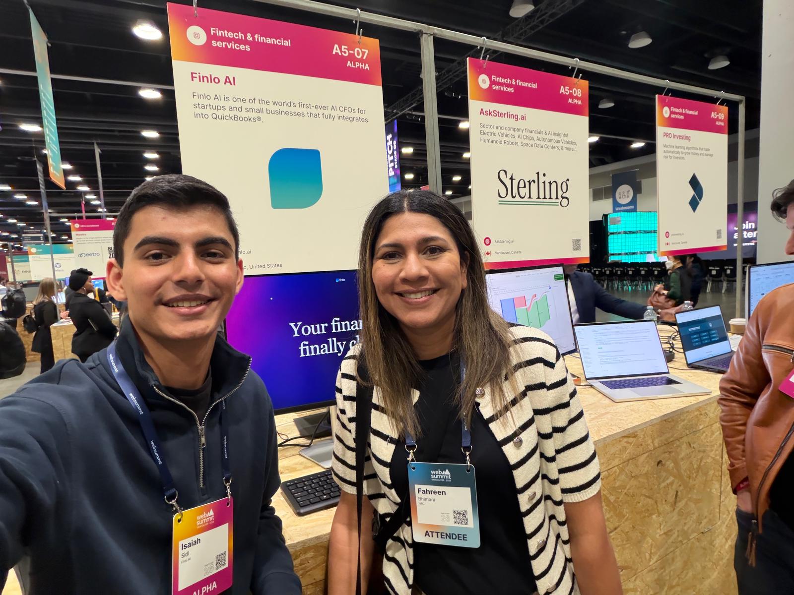 At the Finlo booth at Web Summit Vancouver