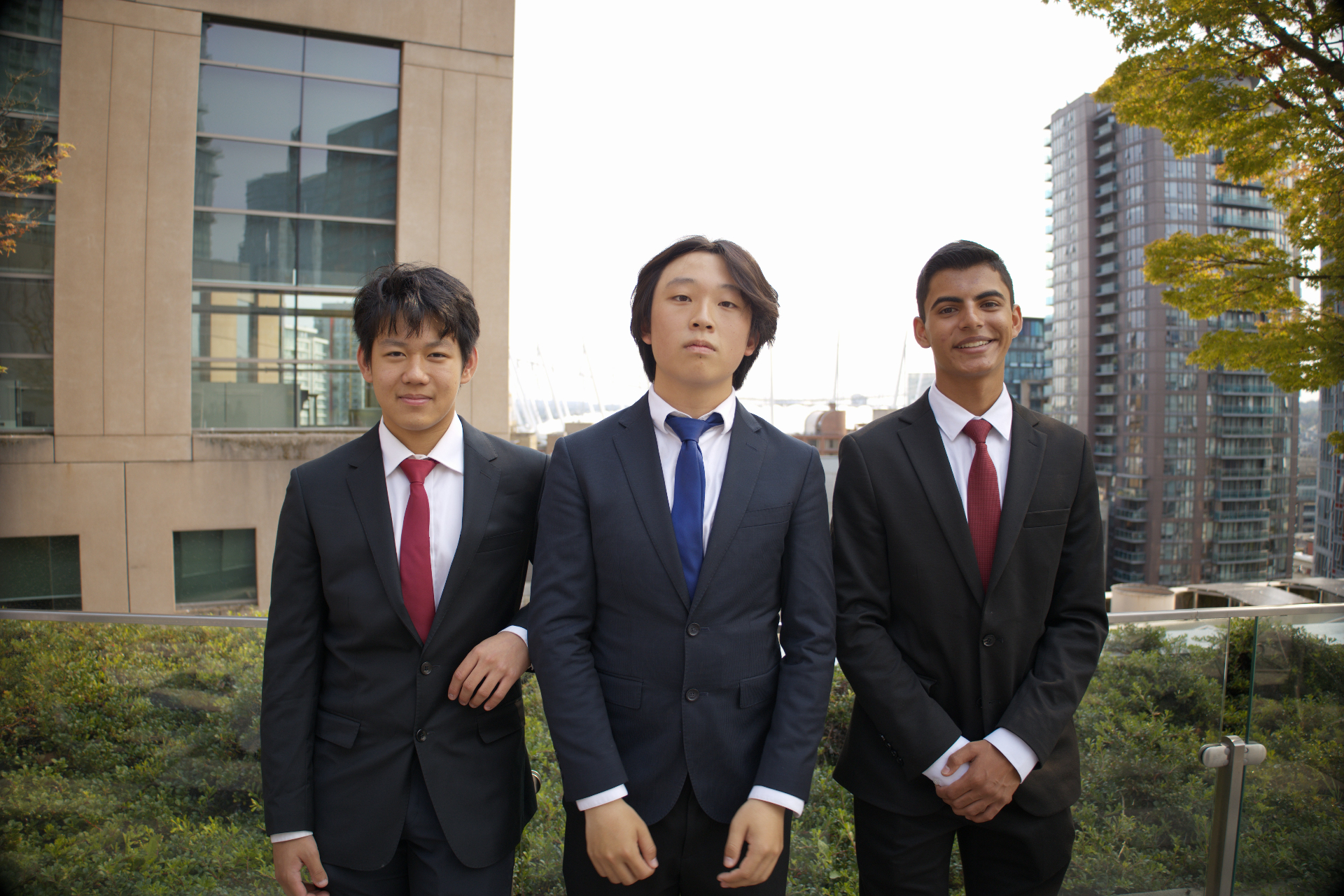 With two teammates outside the venue